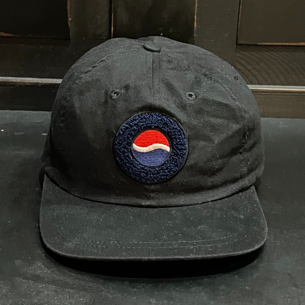 Vintage Pepsi Cola Snapback Hat Big Logo Black